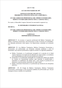 Picture of Ley 760 - Ley del ejercicio profesional del médico veterinazrio, zootecnista